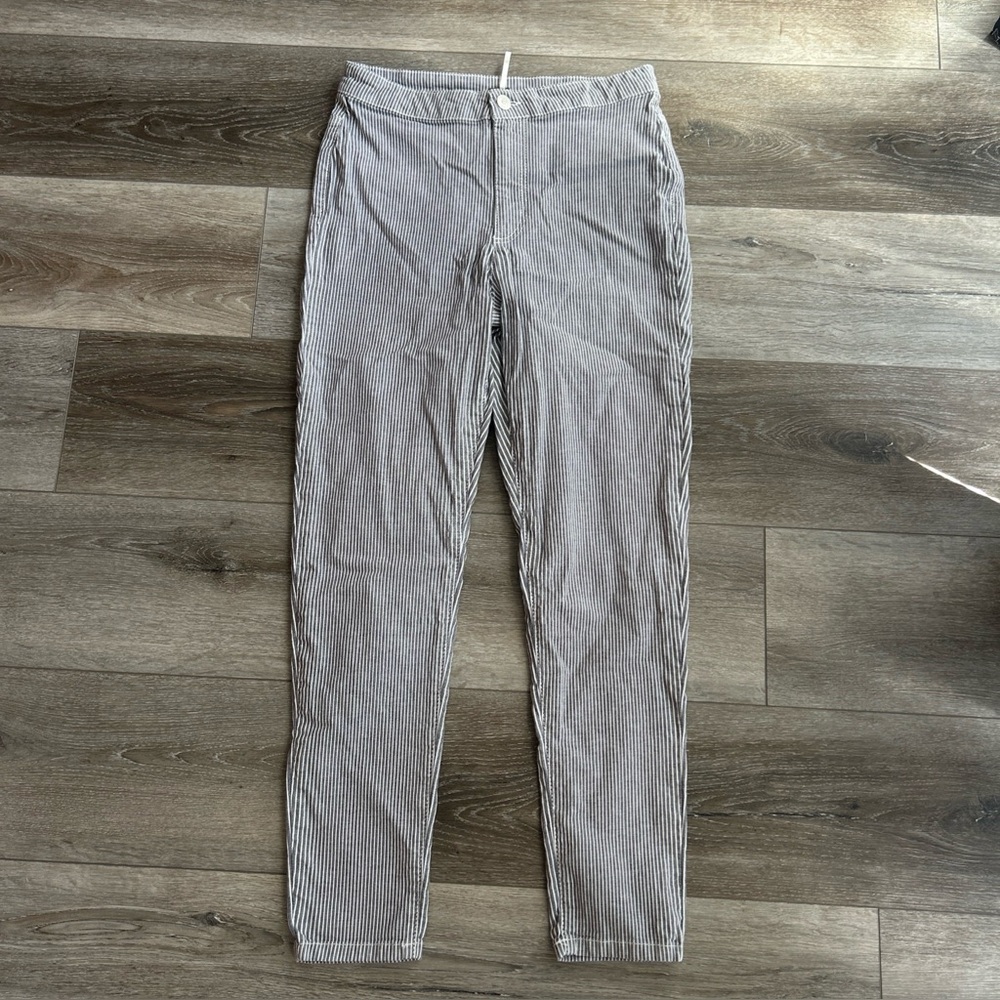 Free People pinstriped Chinos blue and white railroad